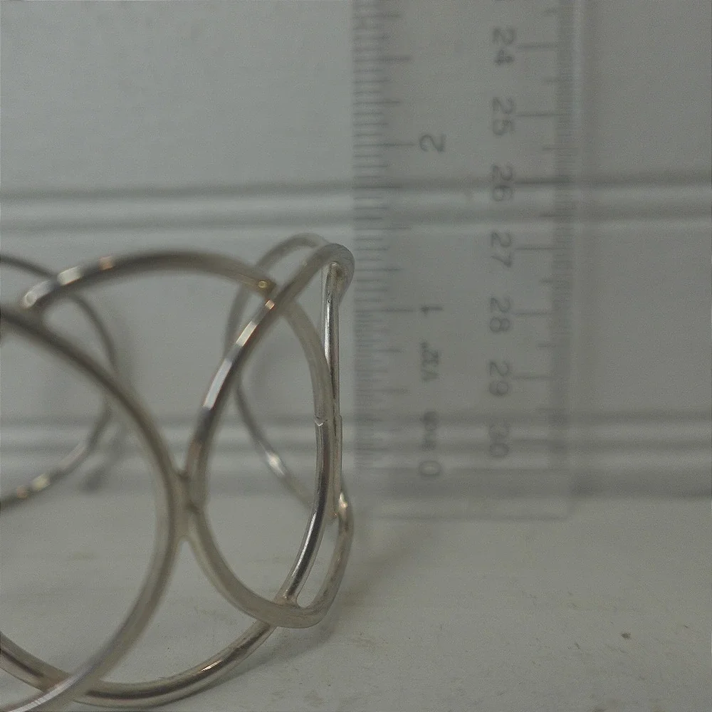 Y2K Silver Tone Wide Cuff Bracelet Open-work Chunky Circles Boho Modernist